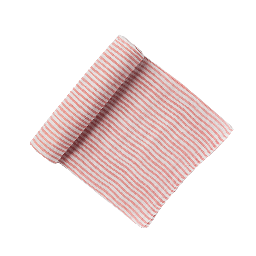 ROSY PINK & WHITE STRIPED SWADDLE - Lake Millie