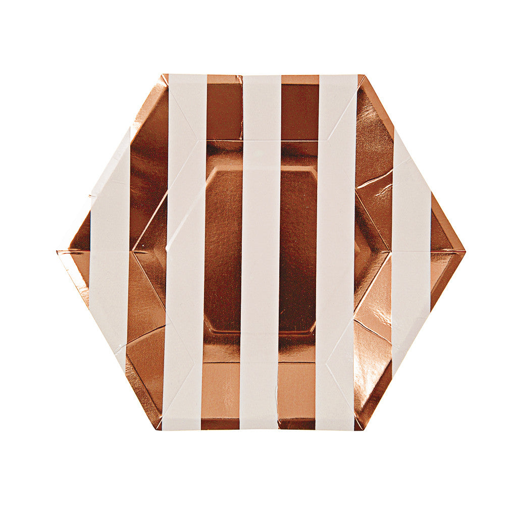 ROSE GOLD STRIPED PLATES, SMALL - Lake Millie