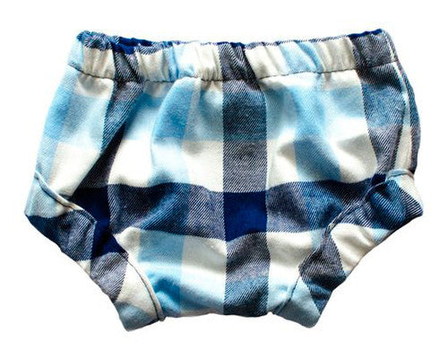 BABY BLOOMERS, BLUE & WHITE PLAID FLANNEL - Lake Millie