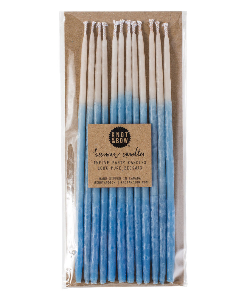 TALL BEESWAX PARTY CANDLES, BLUE OMBRÉ - Lake Millie