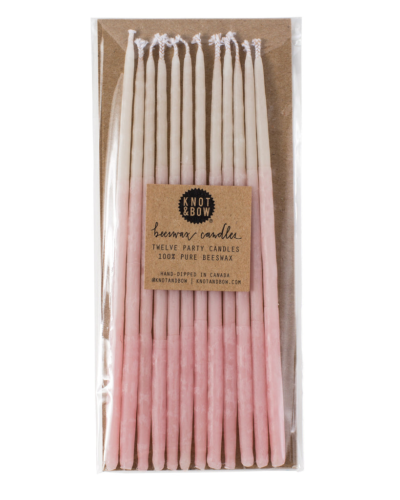 TALL BEESWAX PARTY CANDLES, PINK OMBRÉ - Lake Millie